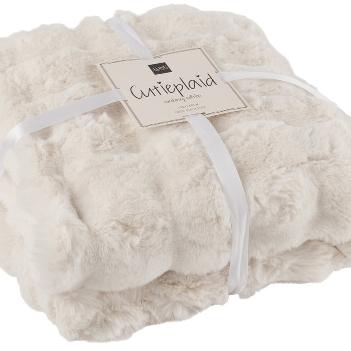 J-Line plaid Wave - polyester - wit - 180 x 130 cm