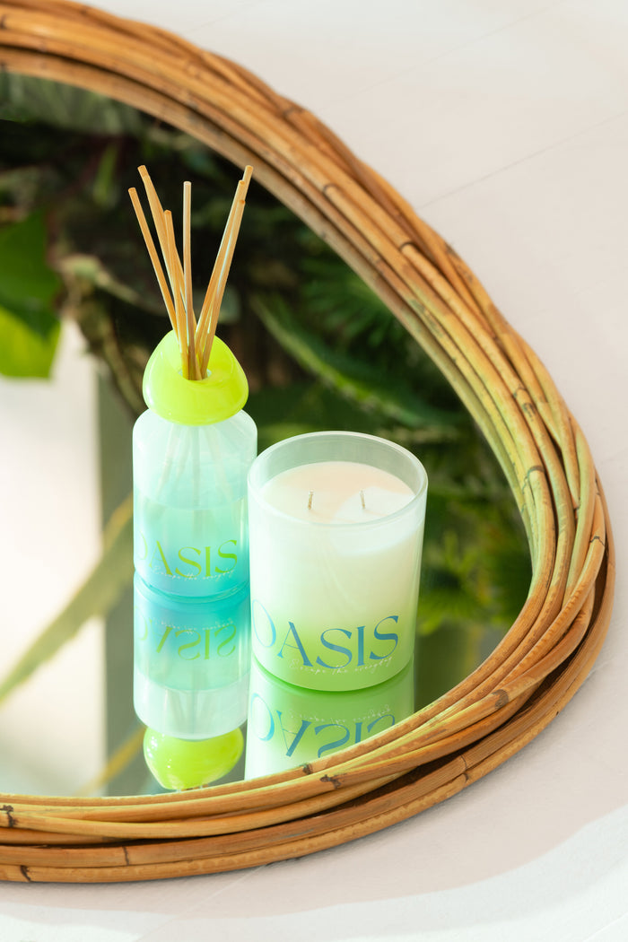 J-Line spiegel Ovalo - jute|glas - naturel - 61.5 x 95 cm