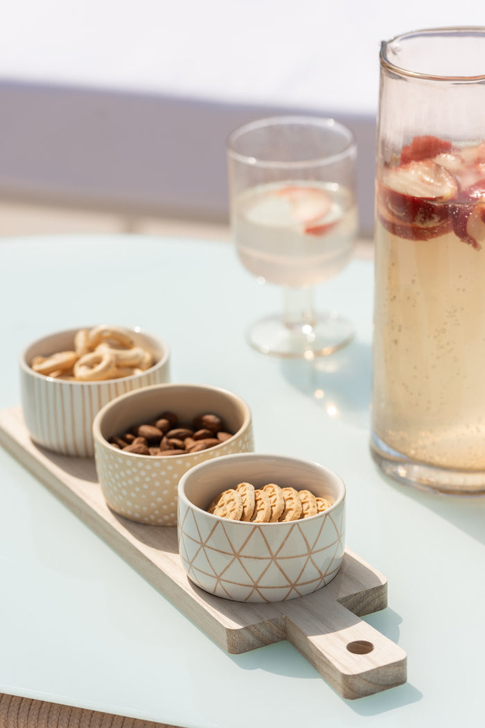 J-Line tapasplank 3 kommen + bambouschaal In Doos - keramiek