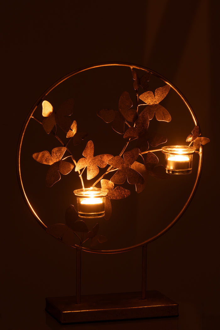 J-Line theelichthouder Fly - metaal - goud