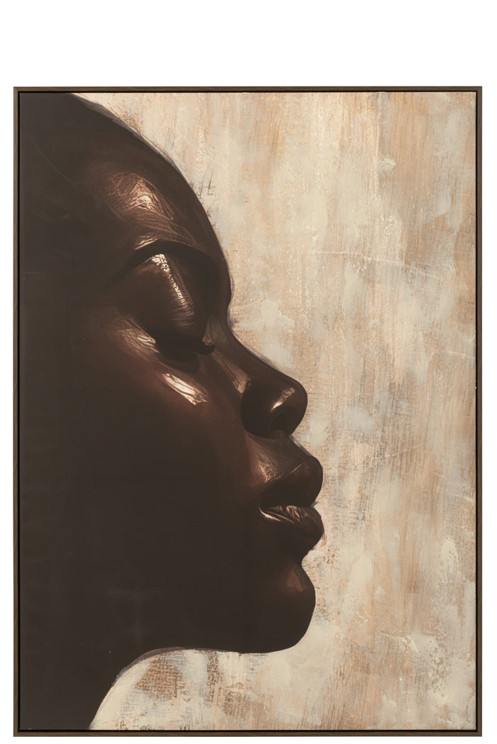 J-Line wanddecoratie Rechthoek Gaya - canvas - taupe|donkerb