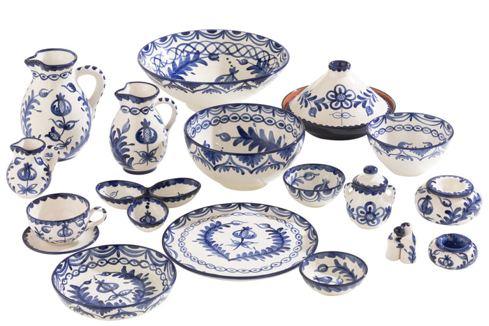 J-Line asbak Granada - keramiek - wit|blauw - large