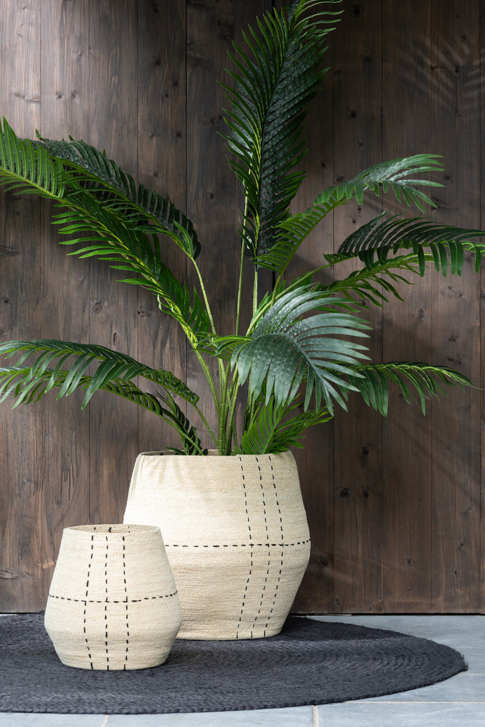 J-Line mand Stippellijnen - zeegras - naturel|zwart - 2 stuk