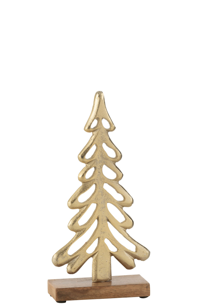 J-Line decoratie boom Op Voet  - aluminium|hout - goud - lar