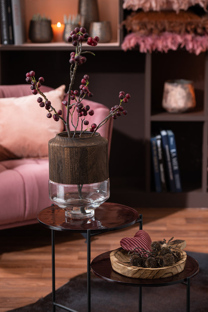 J-Line decoratie tak Bessen Fijn - kunststof - rood|groen -