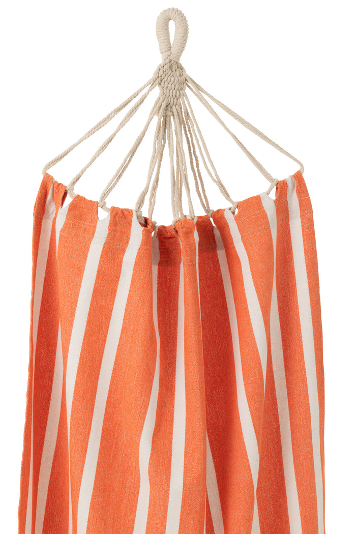 J-Line hangmat Strepen - katoen|polyester - oranje|wit