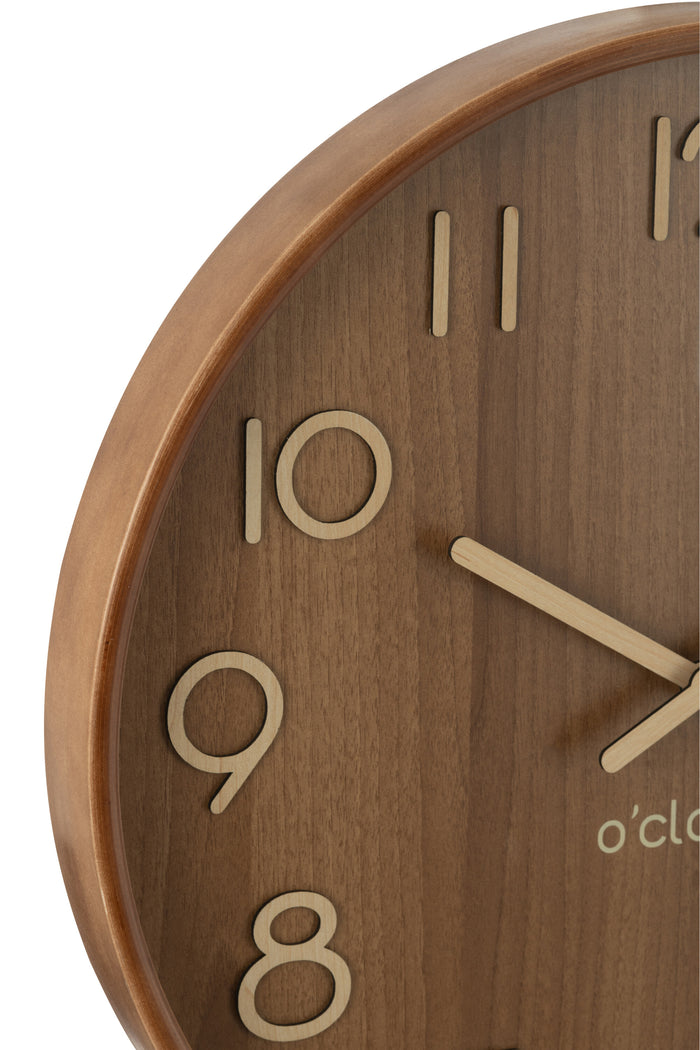J-Line klok - multiplex|hout - donker naturel - large - Ø 53