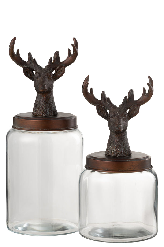 J-Line voorraadpot hert polyresin - polyresin - transparant|