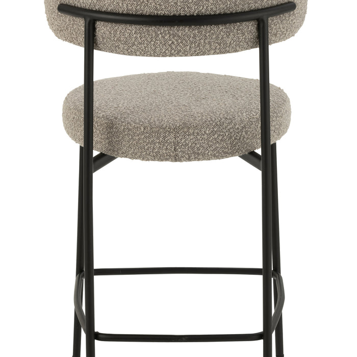 J-Line barstoel Bouclé - multiplex|polyester - grijs|zwart