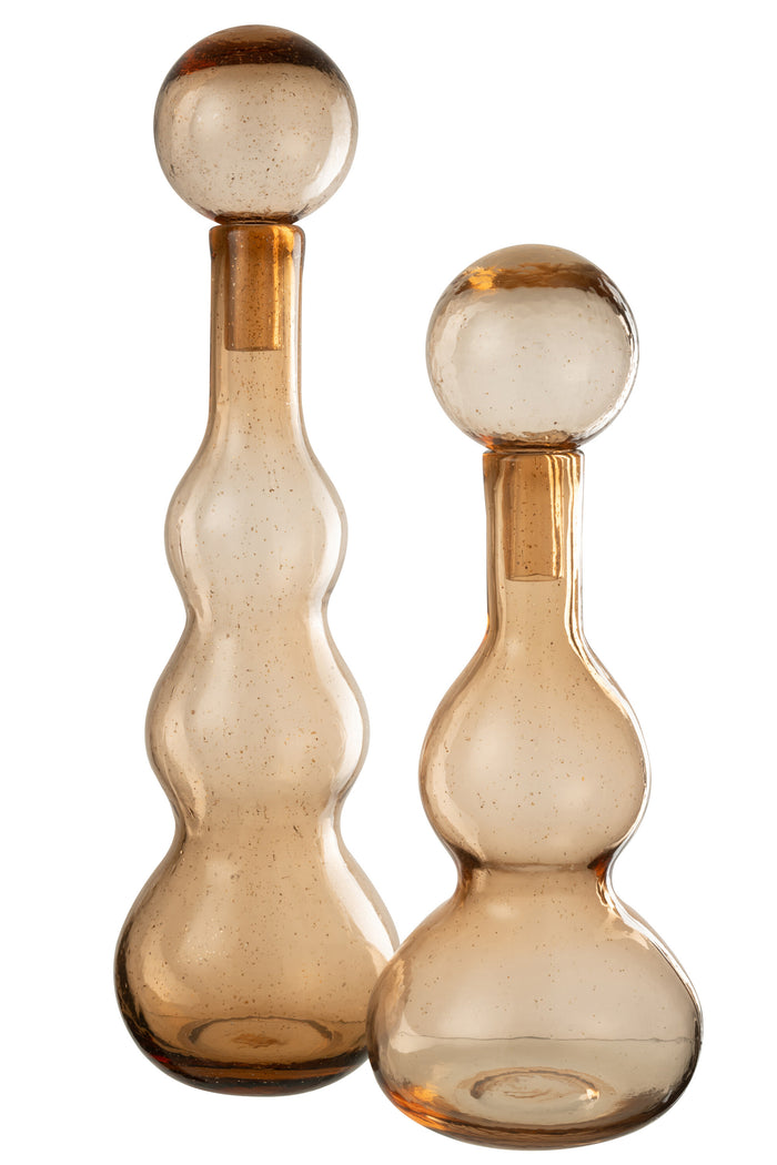 J-Line decoratie fles + stop Carol - caramel - large