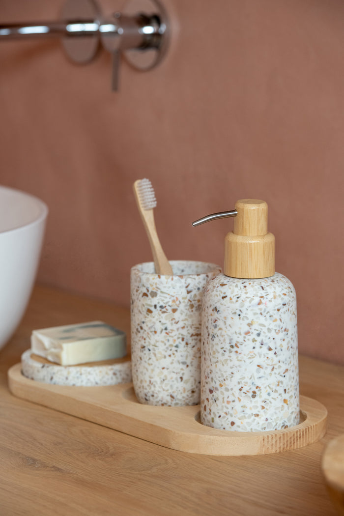 J-Line zeepdispenser On Tray - polyresin - wit|naturel