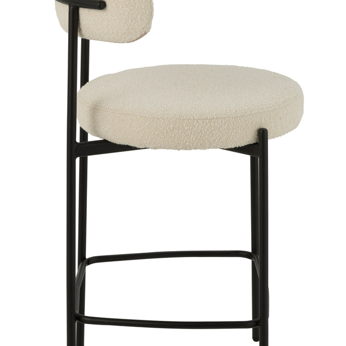J-Line barstoel boucle - multiplex|polyester - wit|zwart