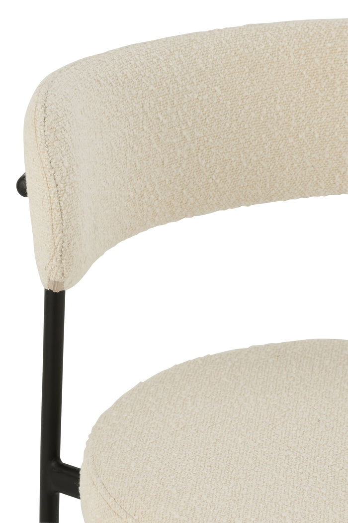 J-Line barstoel boucle - multiplex|polyester - wit|zwart