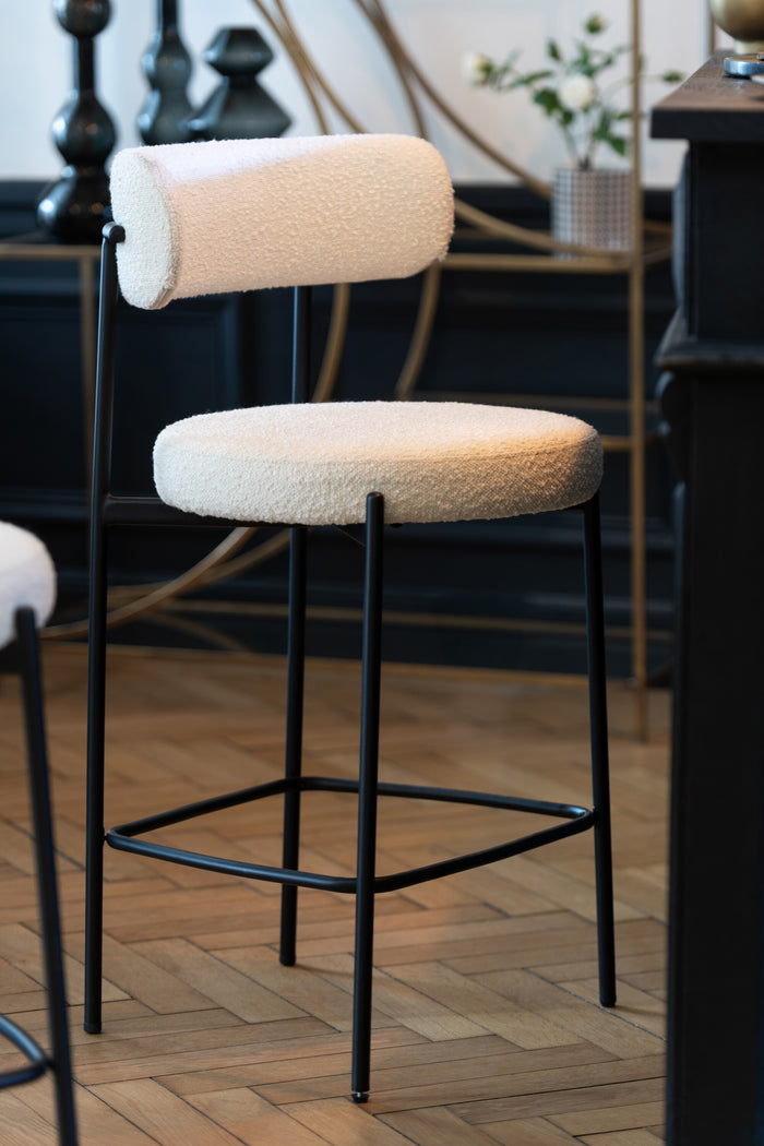 J-Line barstoel boucle - multiplex|polyester - wit|zwart