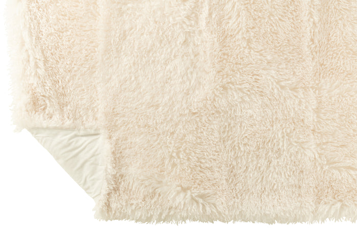 J-Line deken Moutie - polyester - wit