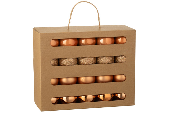 J-Line kerstbal - kunststof - oranje - doos van 40