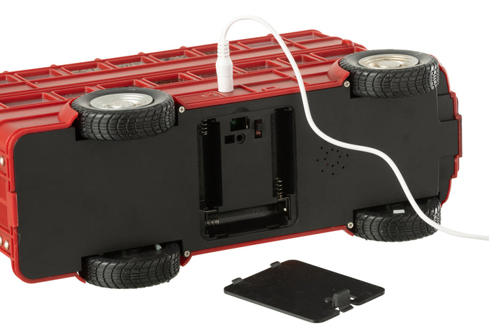 J-Line decoratie Bus + Muziek Kerstman - kunststof - mix - L