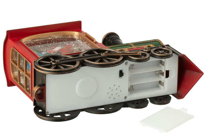 J-Line decoratie Trein + Muziek Kerstman - kunststof - mix -