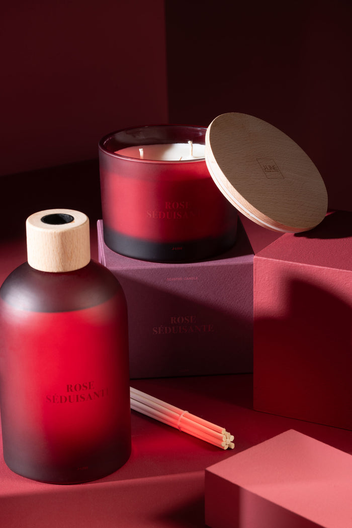 J-Line geurkaars - Rose Seduisante - rood - 28U
