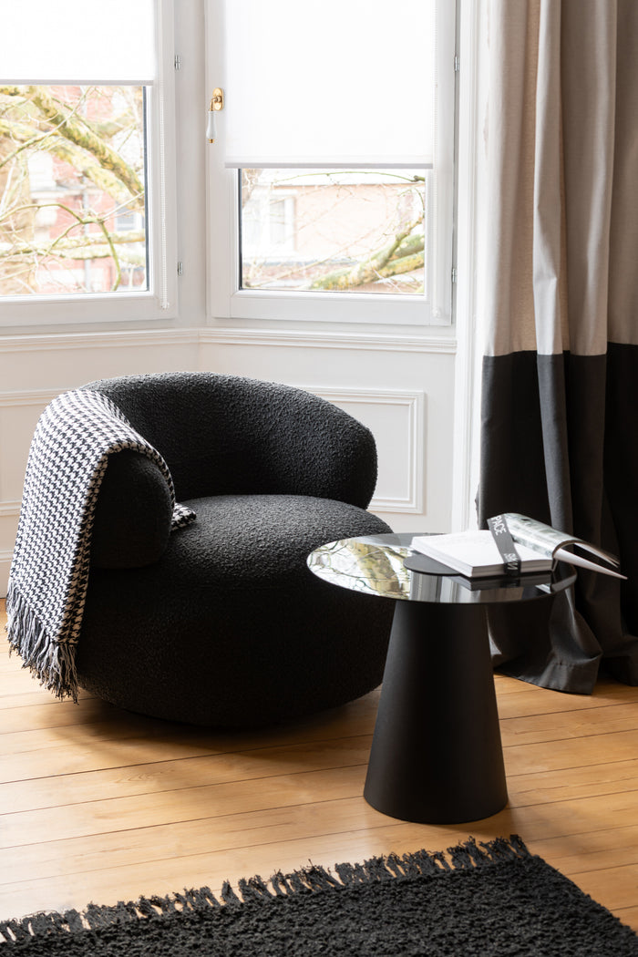 J-Line zetel Draaiend Rond - hout|textiel - zwart