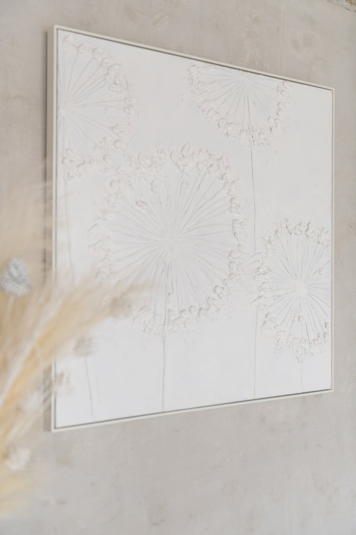 J-Line wanddecoratie Dandelion - canvas - ecru - 2 stuks