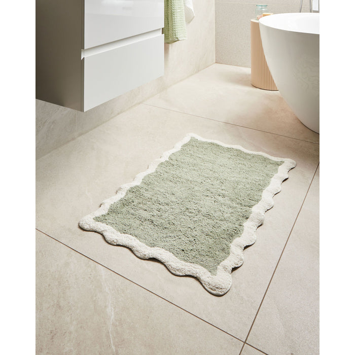Beliani - NANGAL - Badmat - Groen|Beige - 60 x 90 cm - Katoen