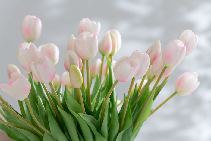 J-Line boeket Tulpen 7 stuks - kunststof - lichtroze - large