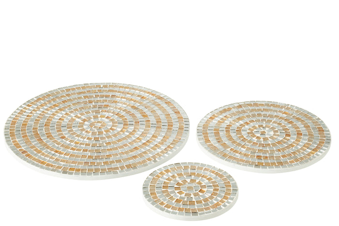 J-Line plateau Mozaiek - dienblad - glas - zilver|goud - lar