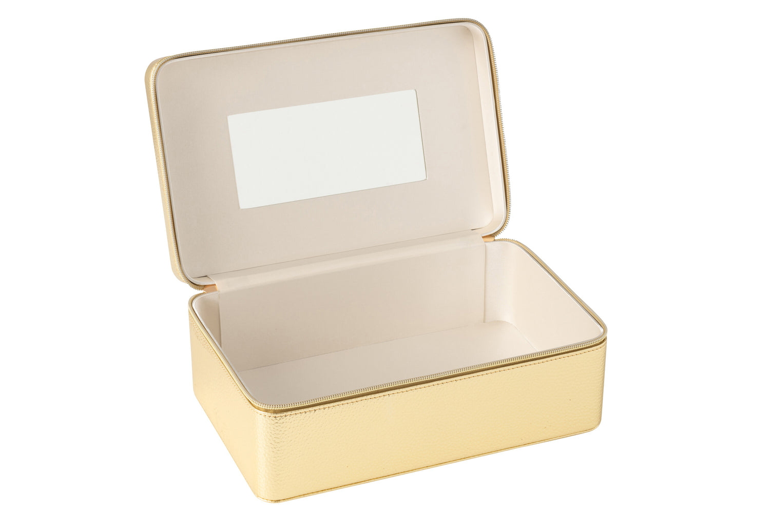 J-Line toilettas Rechthoek + spiegel - kunstleder - goud