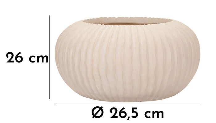 Crèmekleurige magnesium vaas, ø 35x18 cm