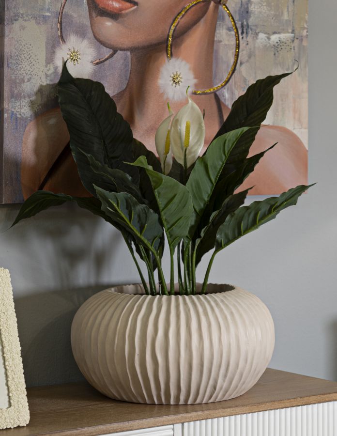 Crèmekleurige magnesium vaas, ø 35x18 cm