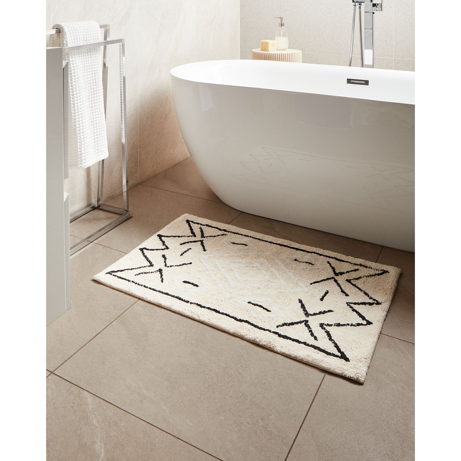 Beliani - UNTLA - Badmat - Lichtbeige - 60 x 90 cm - Katoen