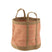 J-Line mand Rond Met Handvaten - jute - naturel|roze