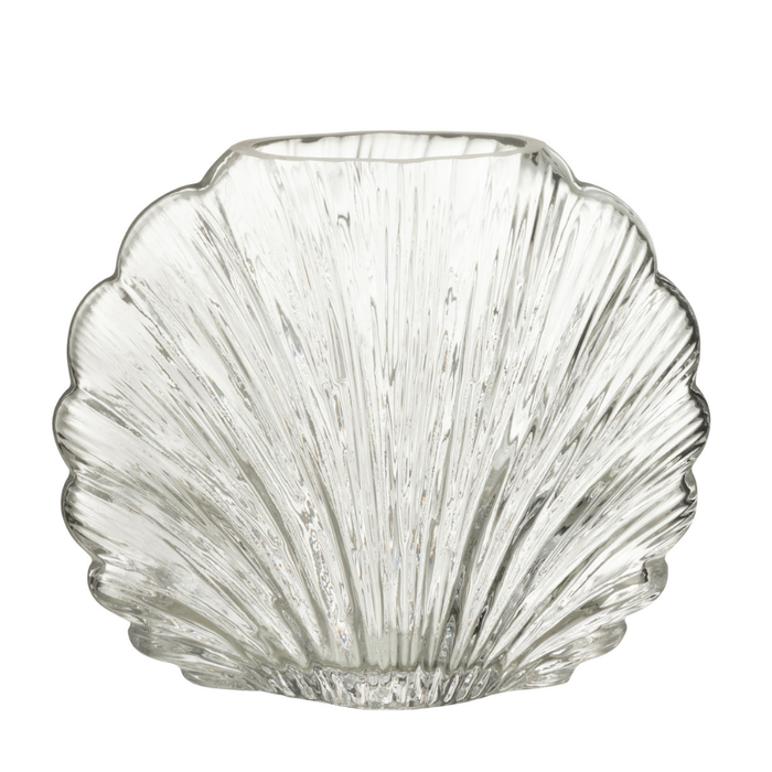 J-Line vaas Schelp - glas - transparant - small - 17 cm hoog