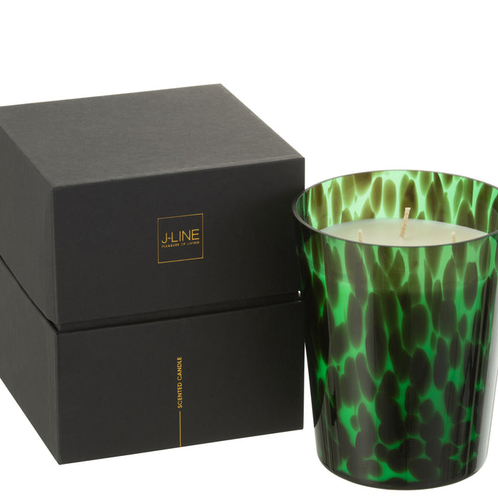 J-Line geurkaars Noa - Sandalwood - glas - groen - medium - 68U