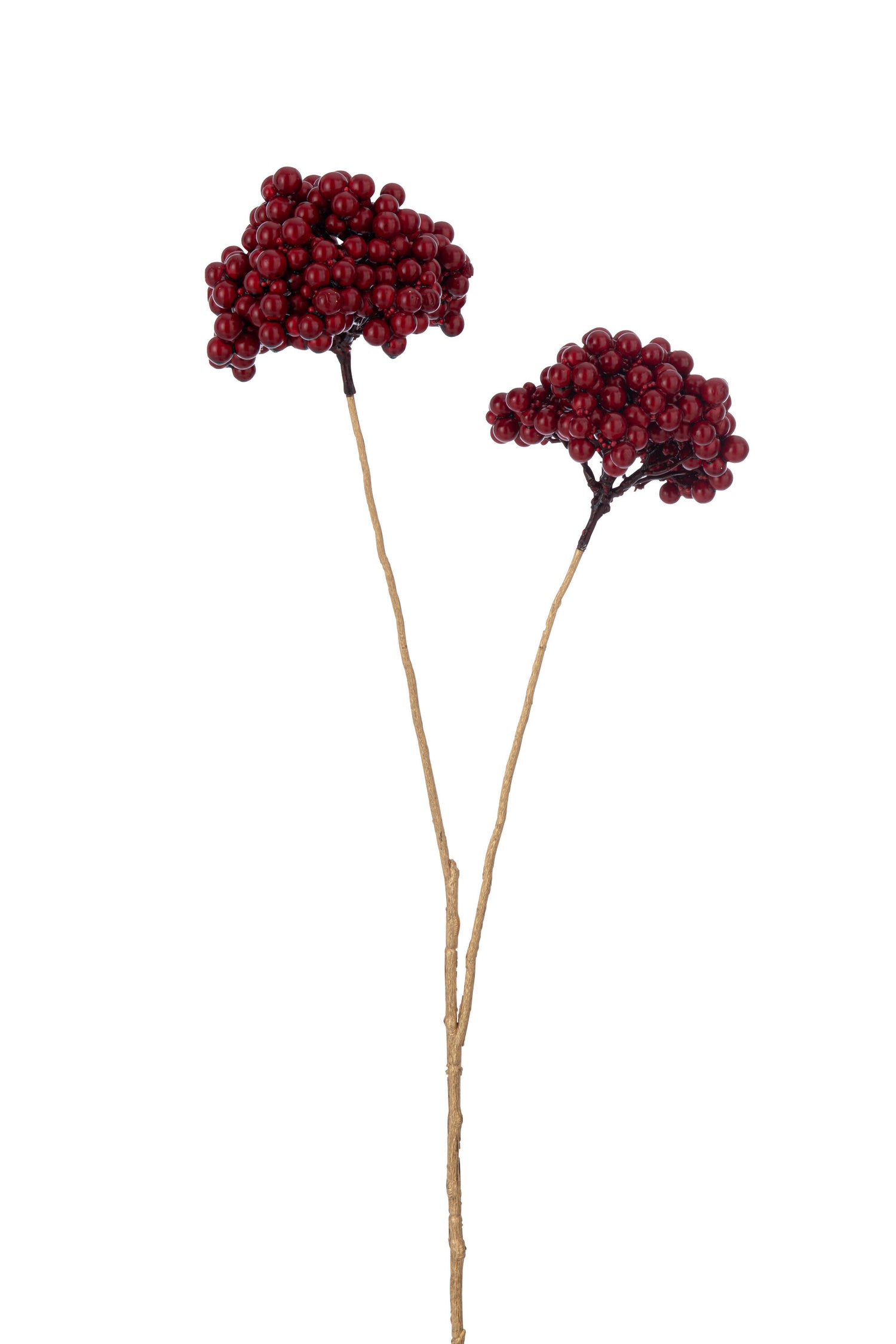 J-Line decoratie Tak 2 Bloemen - kunststof - rood|goud - 12 stuks
