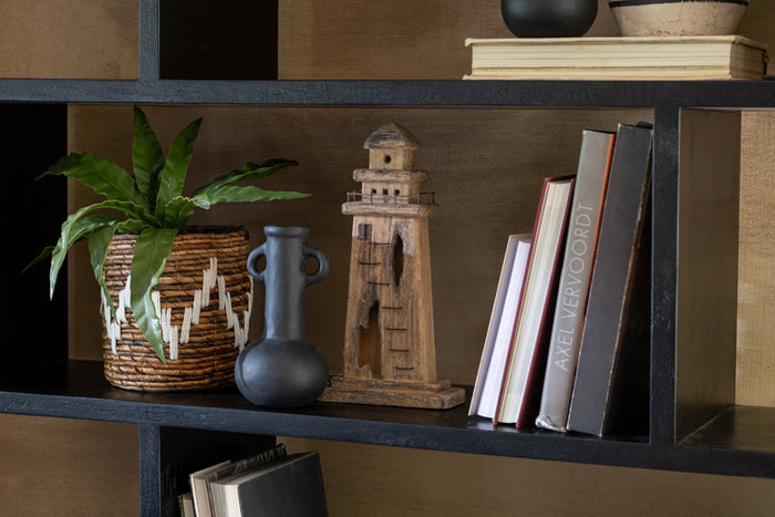 J-Line mand Fanny - bananenbladeren - naturel|wit - 2 dozen