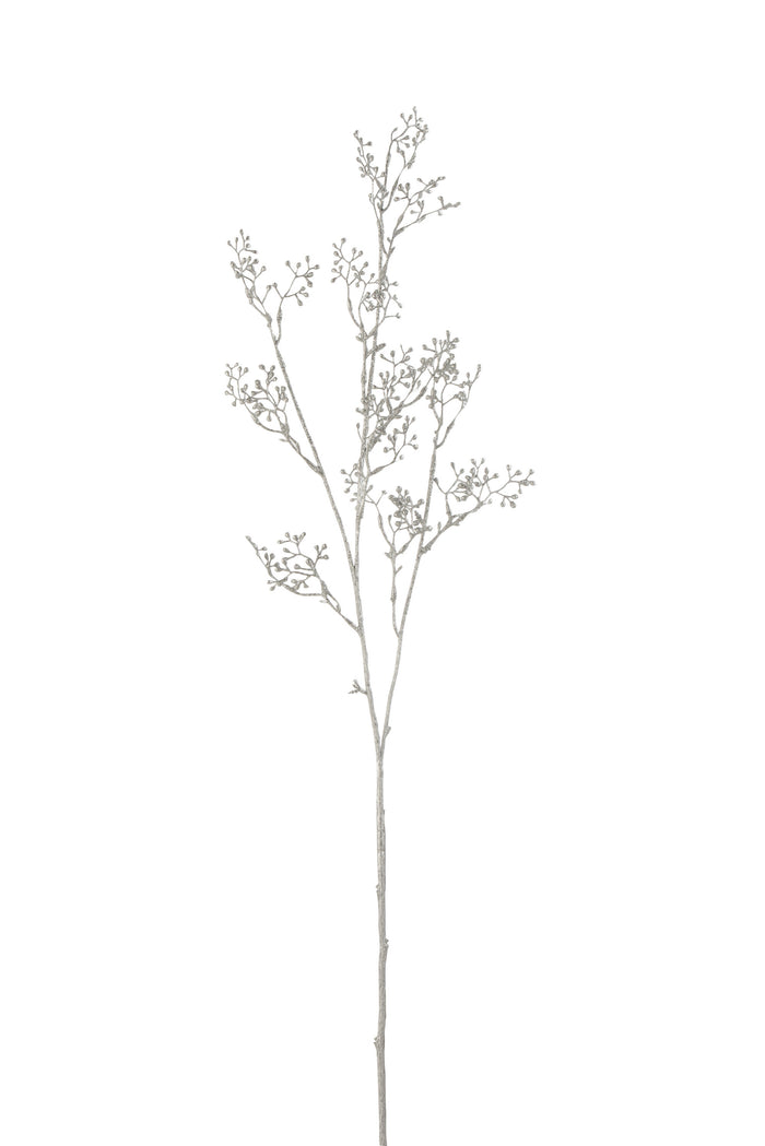 J-Line tak Bessen Driedelig Glitter - kunststof - zilver - 12 stuks