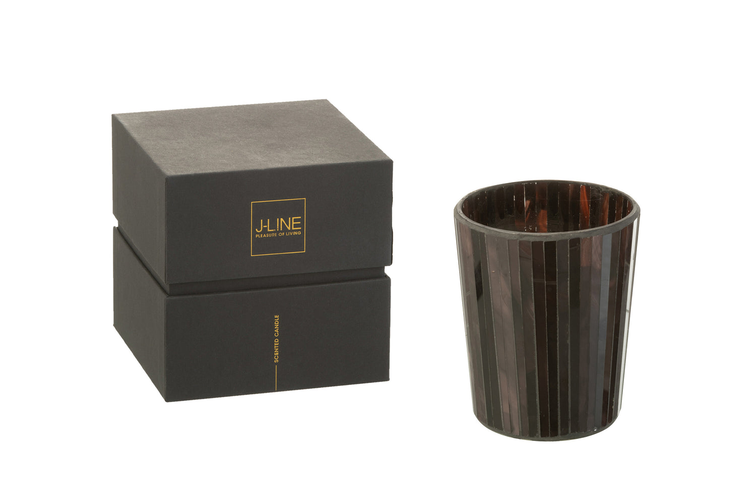 J-Line geurkaars Noa - Woody Aurora - glas - bruin - medium - 55U