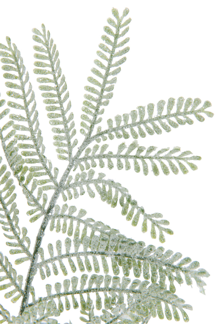 J-Line decoratie Tak Mimosa - kunststof - groen - 12 stuks