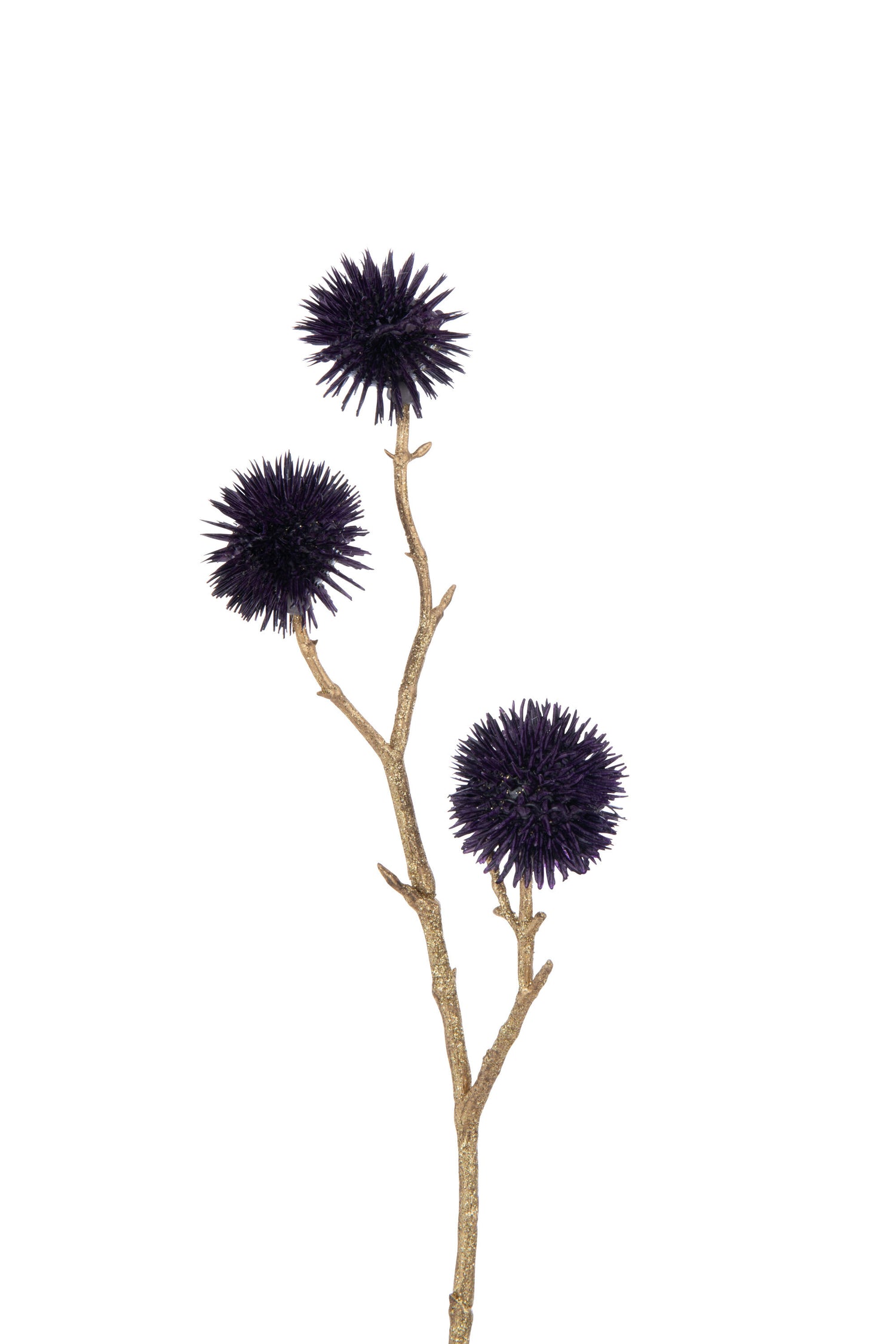 J-Line decoratie Tak Echinops - kunststof - paars|goud - 24 stuks
