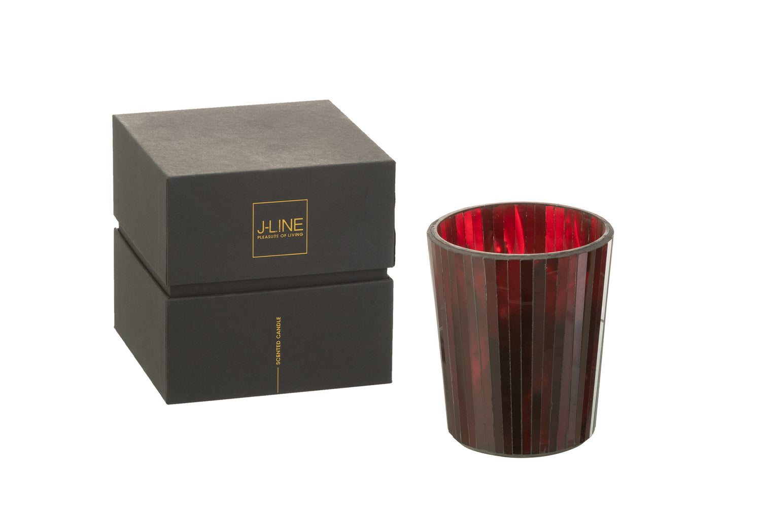 J-Line geurkaars Noa - Ruby Red - glas - rood - medium - 55U