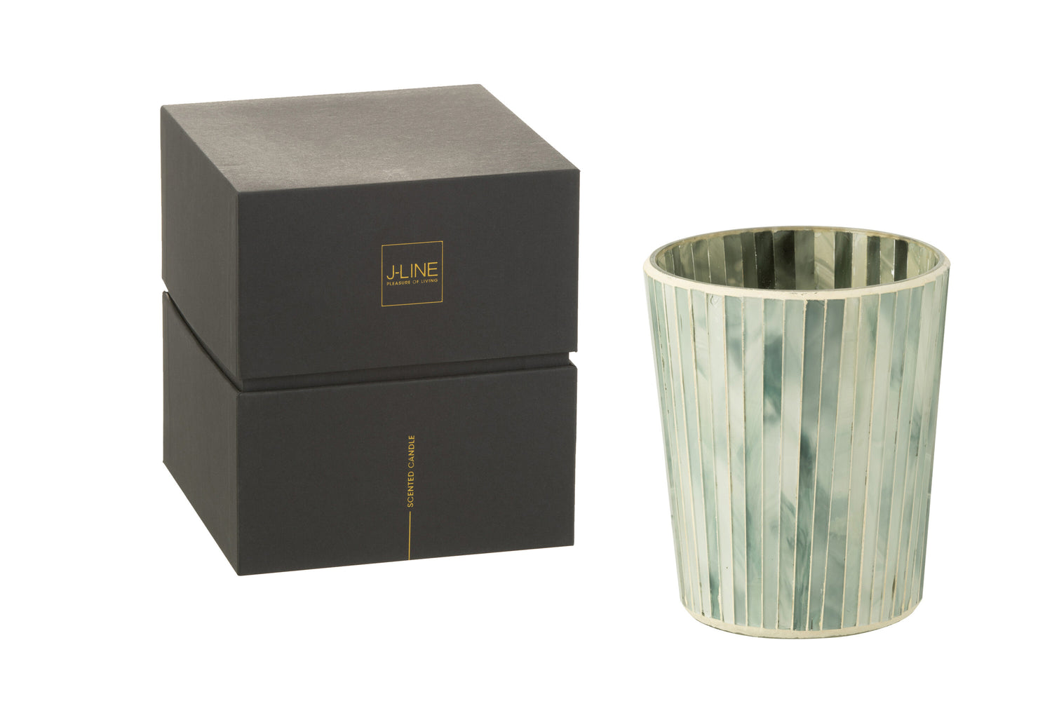 J-Line geurkaars Noa - Seaside Bliss - glas - lichtblauw - m