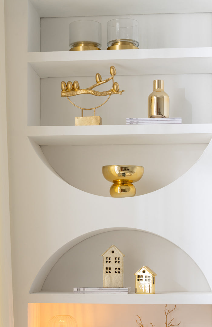 J-Line windlicht|vaas Pia - glas|koper - transparant|goud -