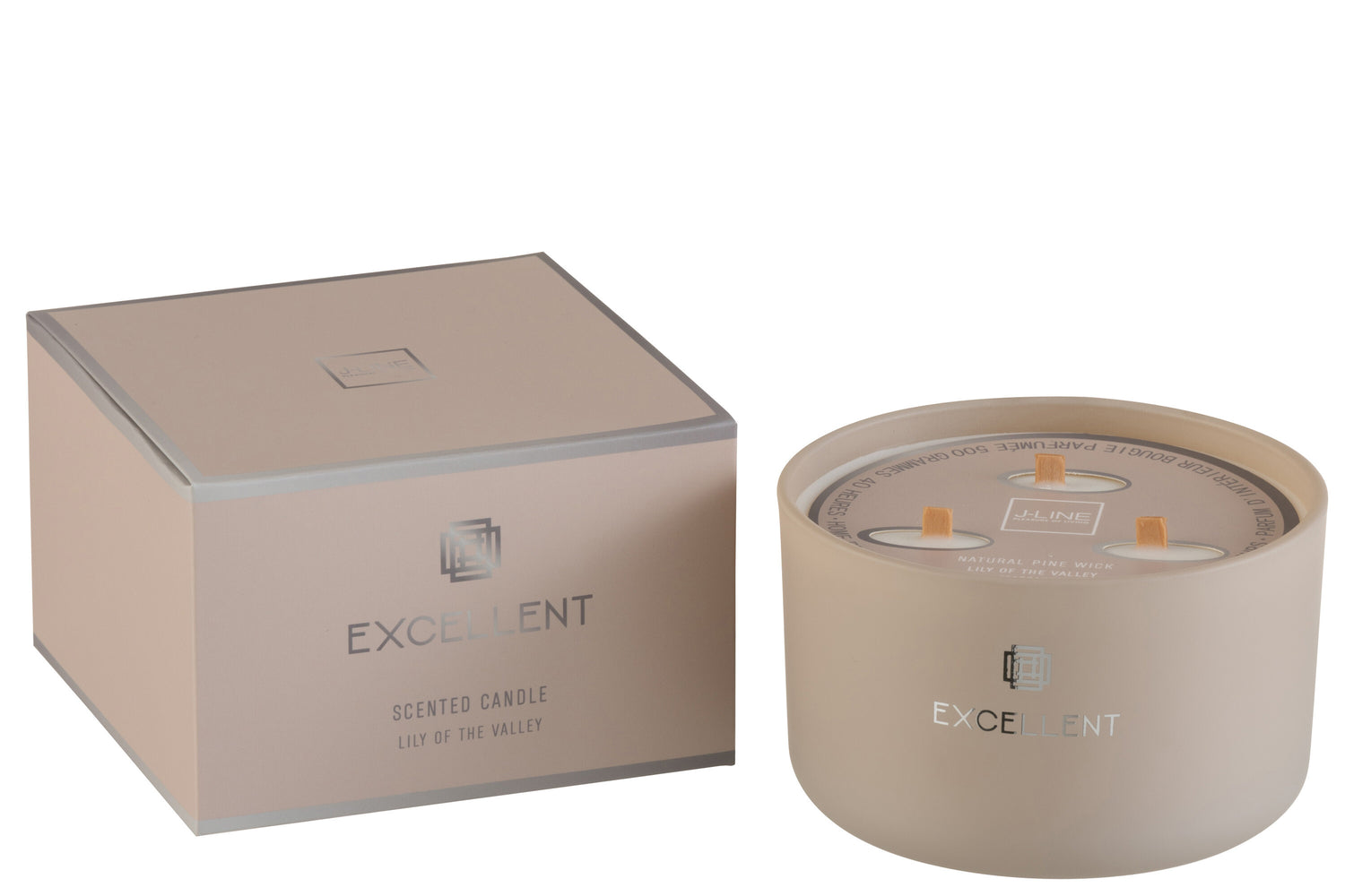 J-Line geurkaars Excellent - glas - beige - large - 40U