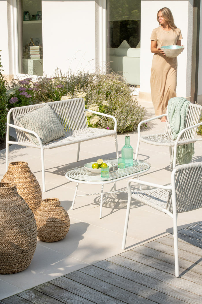 J-Line vaas Gevlochten - zeegras - naturel - small - Ø 30 cm