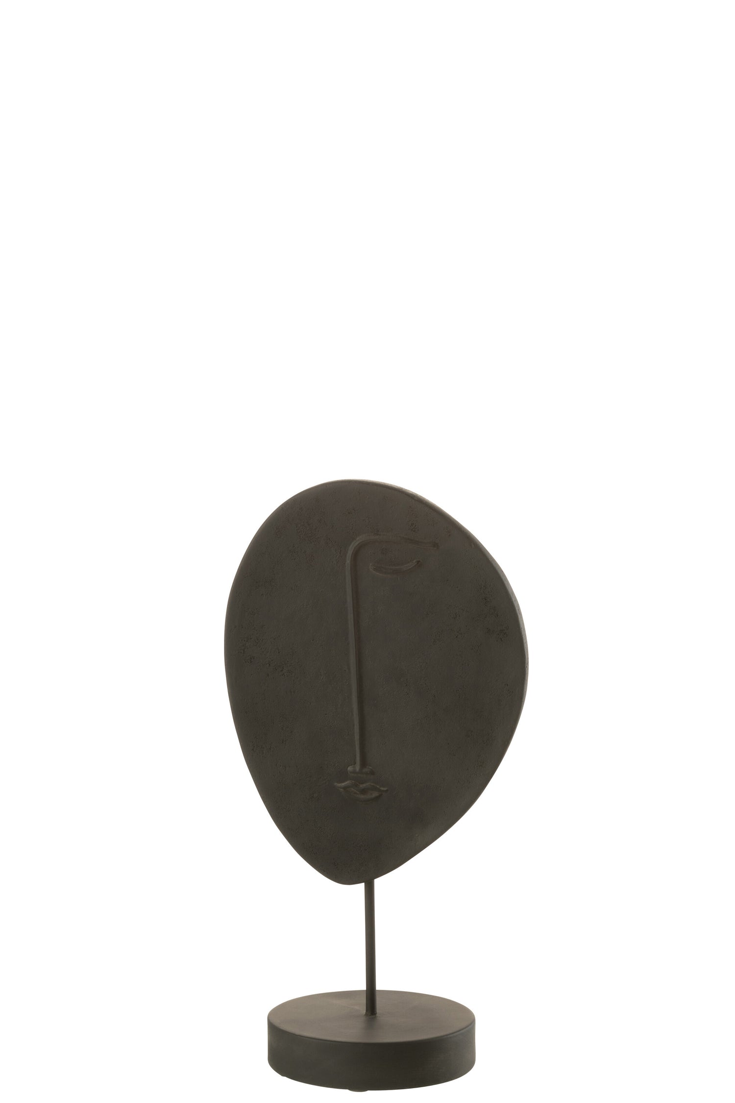 J-Line decoratie Hoofd Plat Op Voet - polyresin - zwart - sm