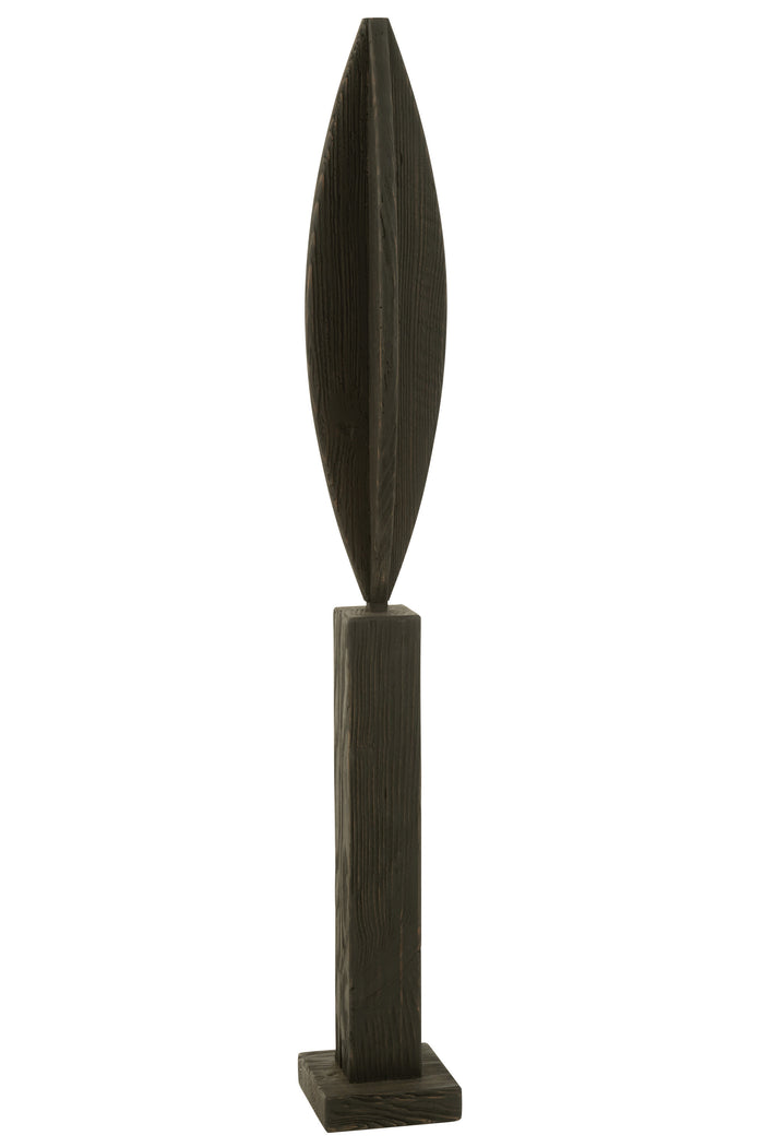 J-Line decoratie op voet Luke - dennenhout - zwart - large