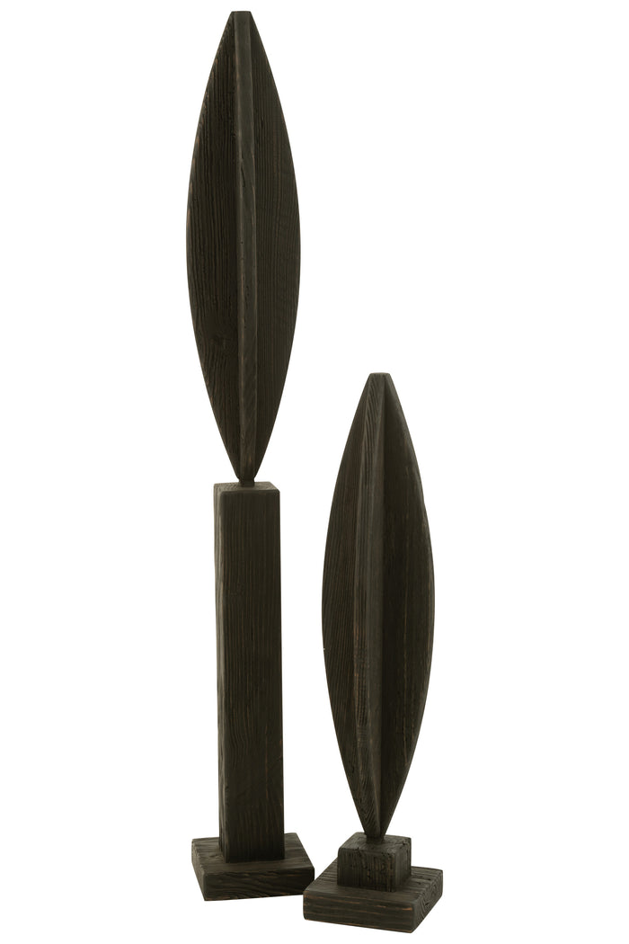 J-Line decoratie op voet Luke - dennenhout - zwart - large