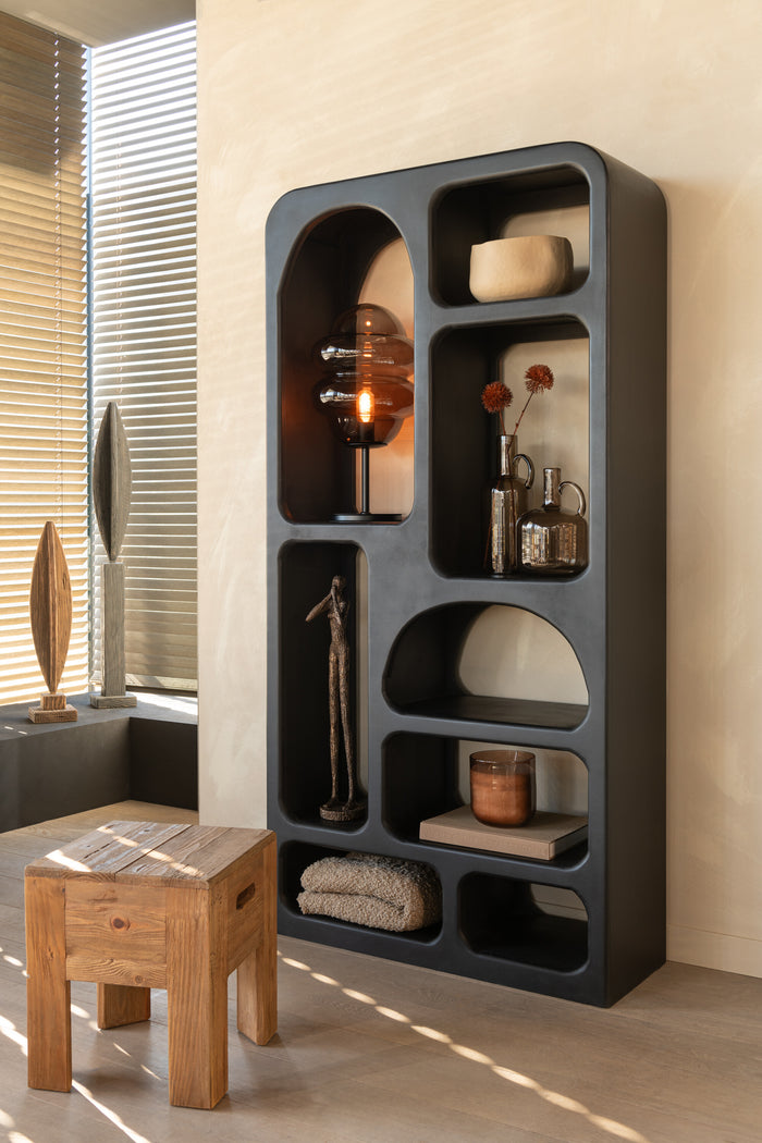 J-Line decoratie op voet Luke - dennenhout - zwart - large